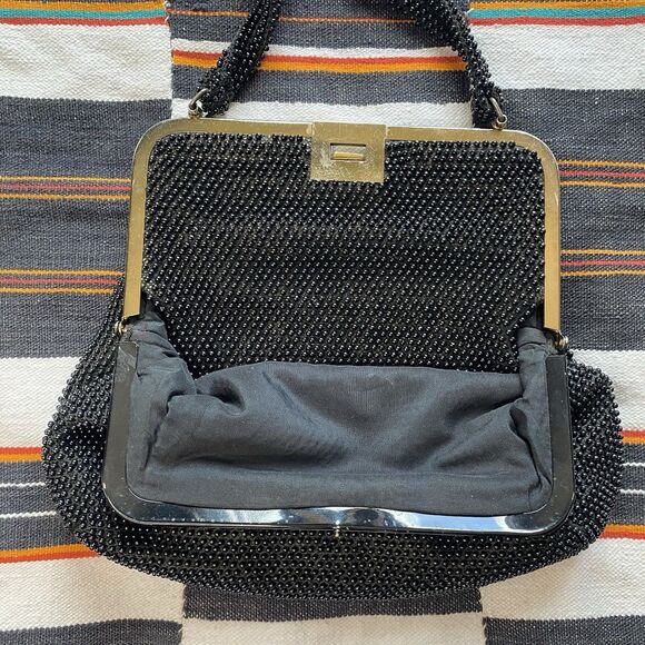 Vintage 40’s/50’s Corde Bead Handbag. Black Beaded With Gold Hardware. Rare. - Picture 9 of 16